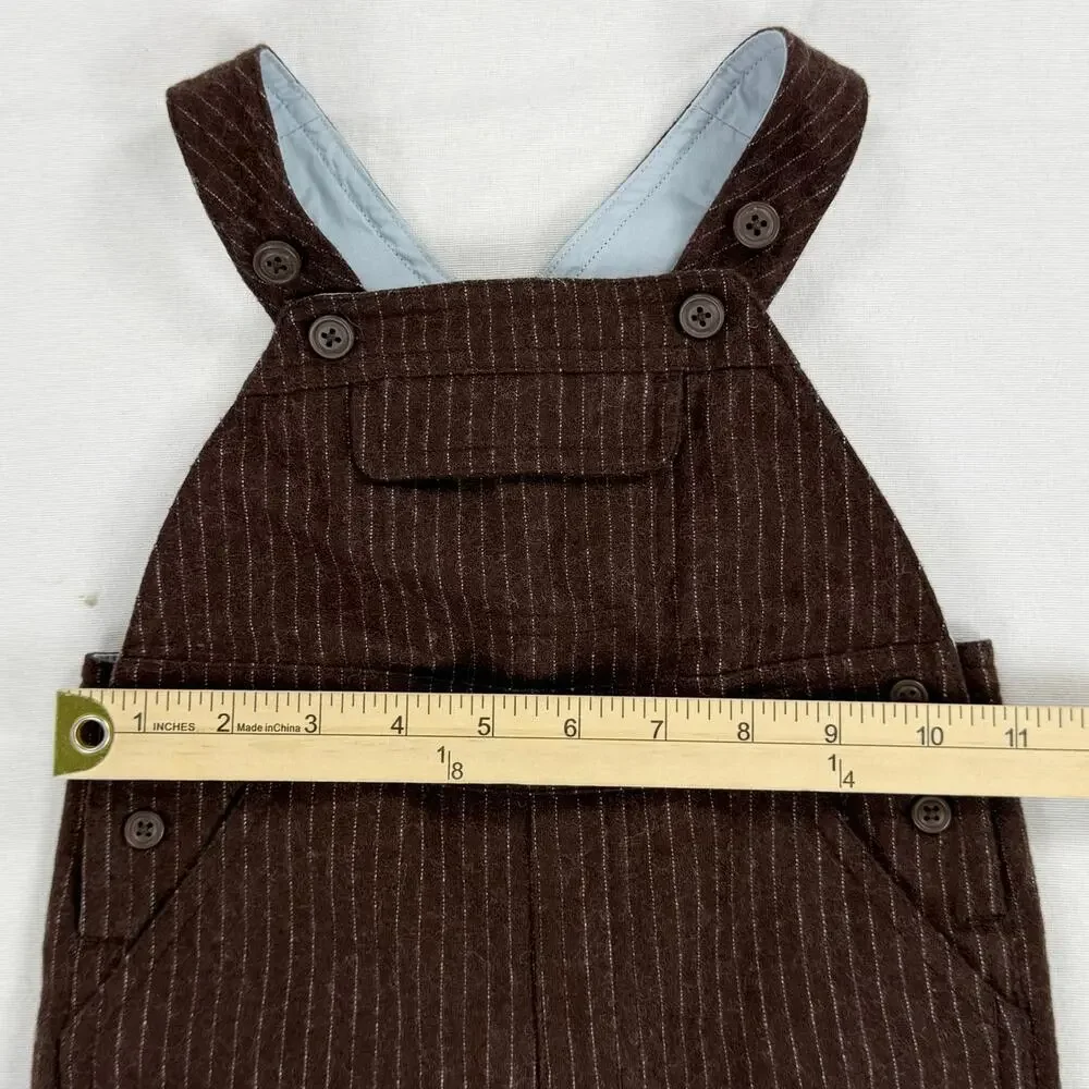 Gymboree Boy's Pinstripe Wool Blend Cargo Overalls 9-12 Months Brown
